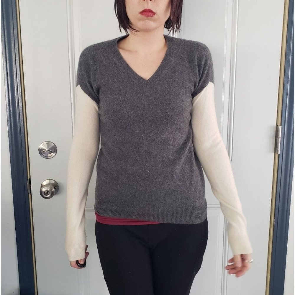 Papinelle Gray and‎ Cream Cashmere Sweater